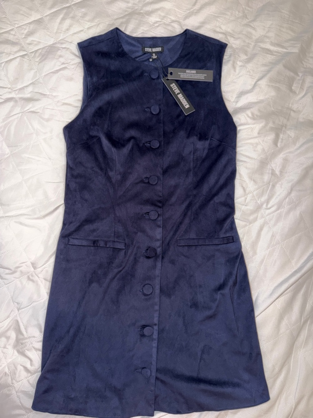 Steve Madden Navy Button-Front Sleeveless Mini Dress